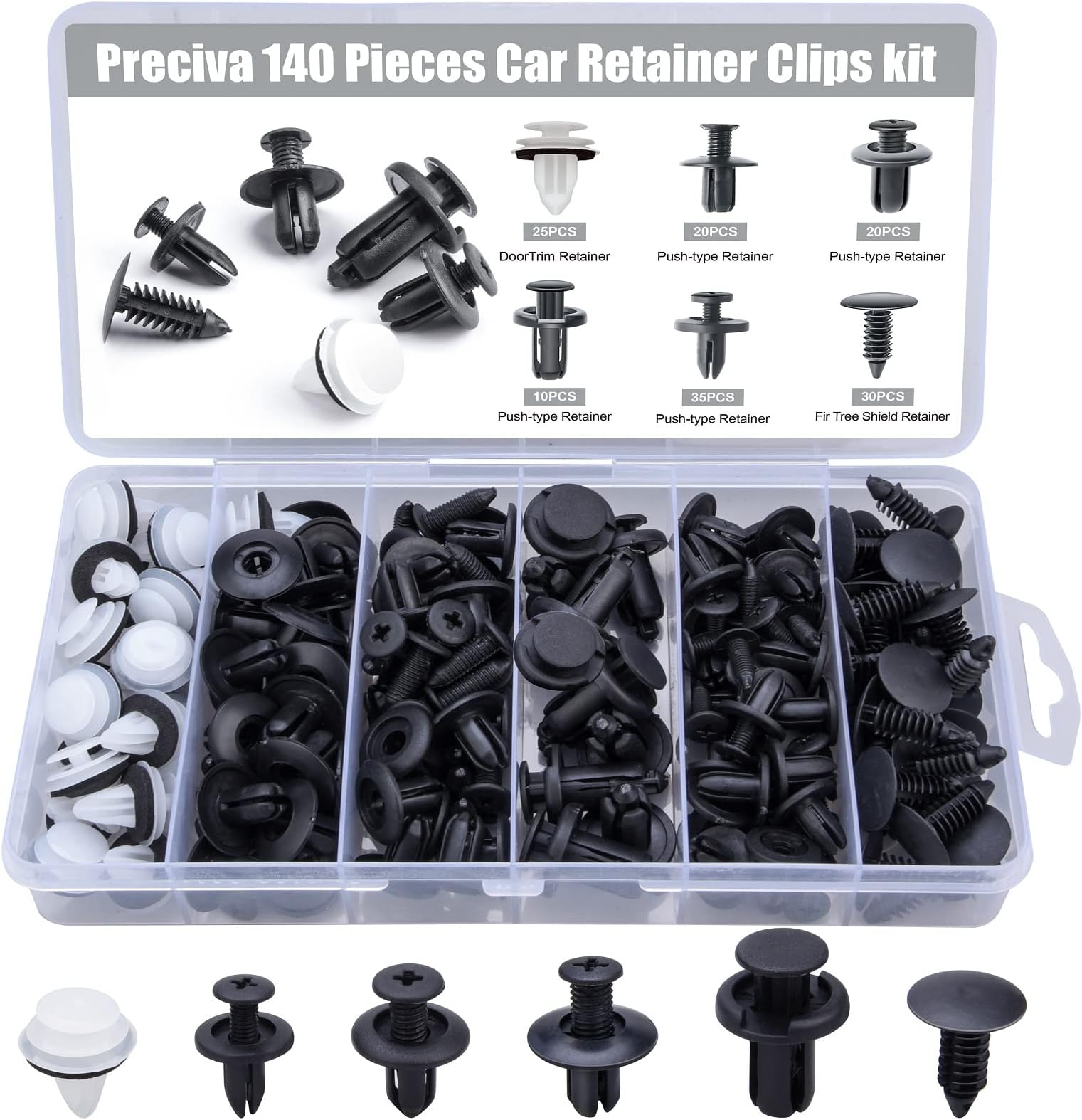 Amazon.fr Rivet Clips Plastique, Preciva 140pcs 6 Tailles Rivet