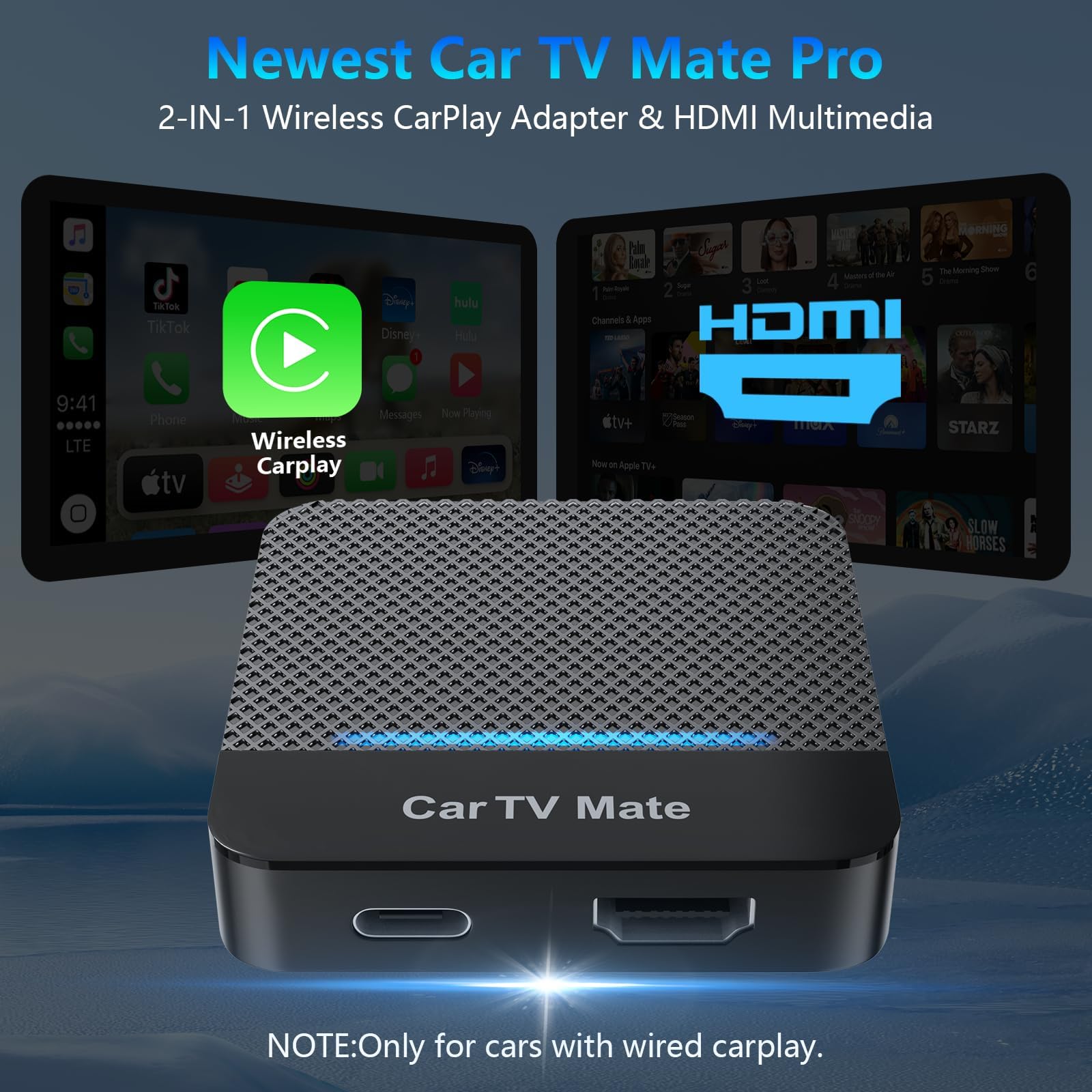 Car TV Mate, 2025 2 in 1 Car TV Mate Pro with Wireless CarPlay for OEM