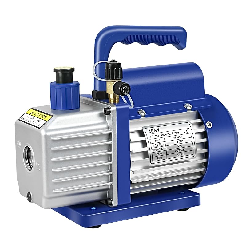 Bomba de Vácuo ZENY 3,5 CFM de 1 Estágio, 5 Pa, 1/4 HP, Entrada 1/4 pol. Flare, 110 V, Azul
