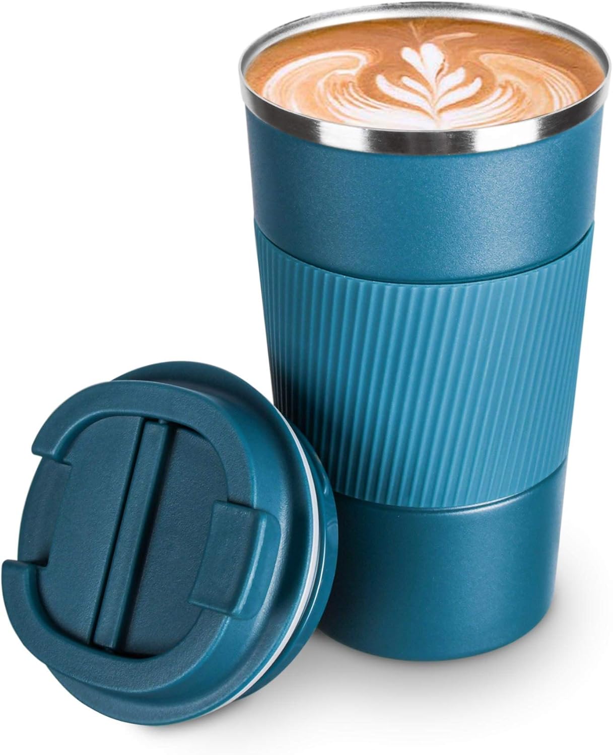 COLOCUP コーヒーカップ ステンレスマグ 保温保冷 直飲み 携帯マグ タンブラー 二重構造 真空断熱 (ブルー, 510ML)