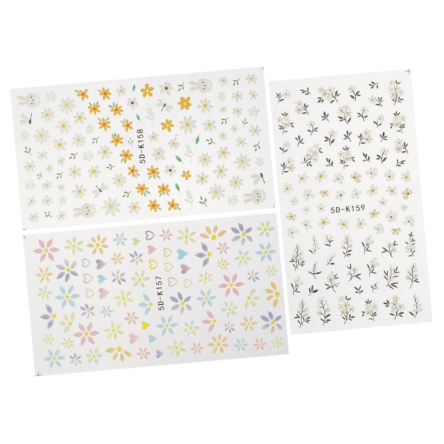 5 Series Pegatinas 5D Para Uñas Con Calcomanías De Manicura Calcomanías Autoadhesivas Para Decoración De Uñas Para Decoración De Decoraciones Para 3 piezas x 5