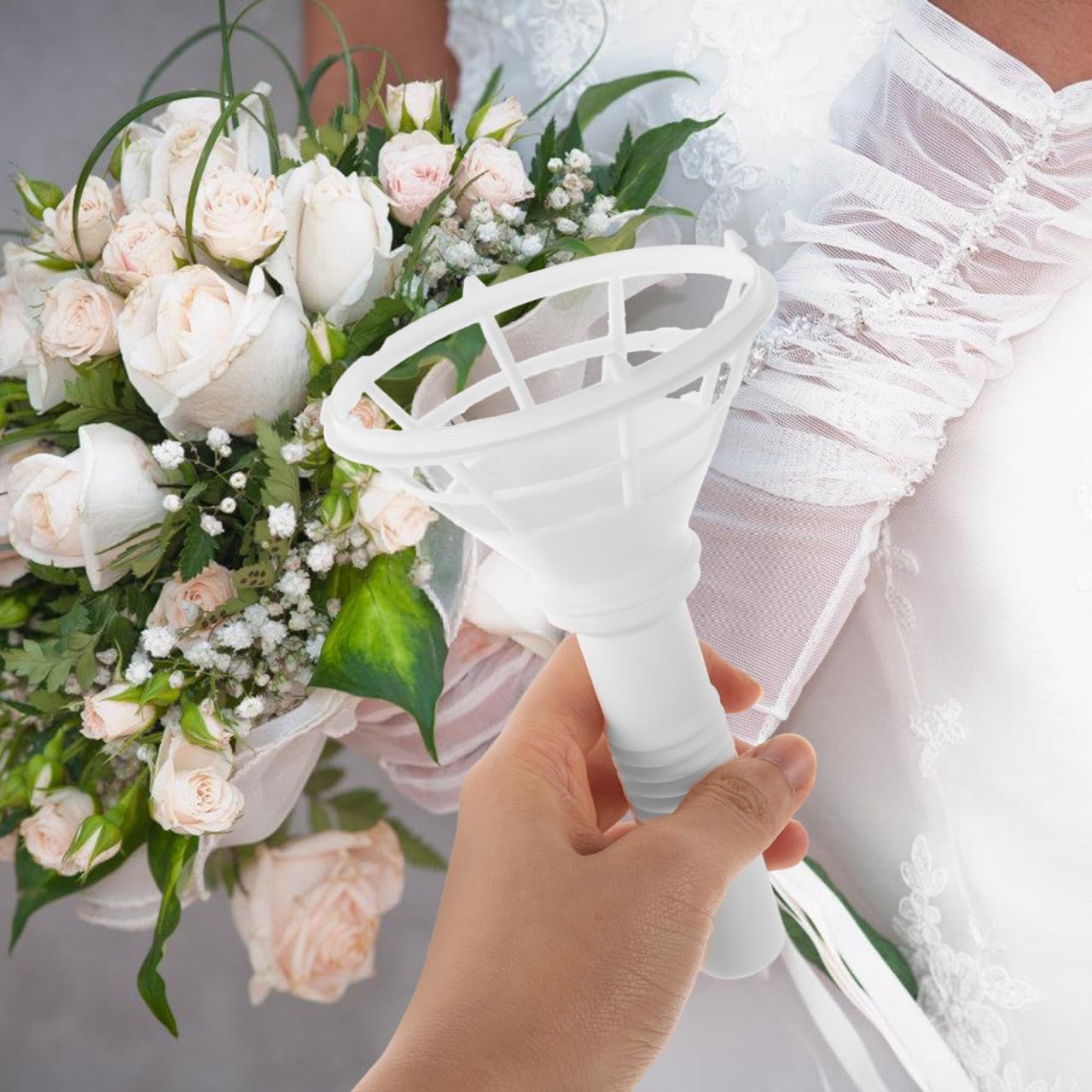 VILLCASE Plastic Bouquet Handle Wedding Bouquet Holder for DIY Bridal Flower Holder Making Supplies for Artificial Flowers Handheld Wedding Flower 10 Pack 5.90 X 3.34 X 3.34 in image 4
