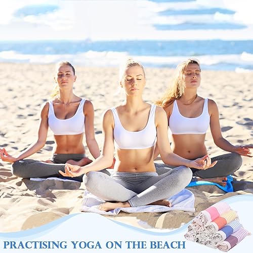 Miniatura 6 de 6 toallas turcas de playa de 39 x 71 pulgadas, toallas turcas grandes de piscina de secado rápido, sin arena, toallas de viaje de algodón turco,