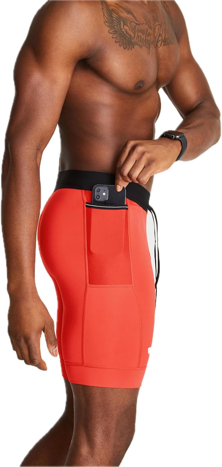 WOLACO Sprint Half Tight Compression Shorts with Phone Pocket for Men - Image 2
