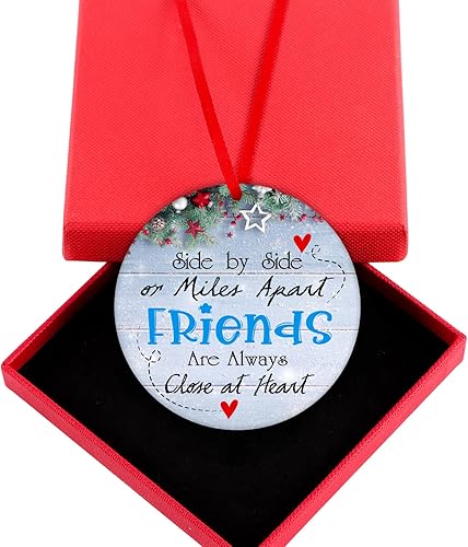 Miniatura 6 de WaaHome Side by Side Or Miles Apart Friends are Always Close at Heart Adornos de Navidad de 3 pulgadas para decoración de árbol de Navidad, regalos