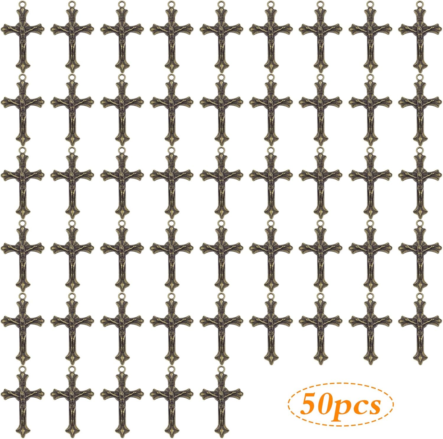 Aylifu Cross Pendant Charms, 50pcs Alloy Jesus Peace Crucifix Pendants Jewelry Findings Accessories for DIY Handmade Bracelet Necklace - Image 2