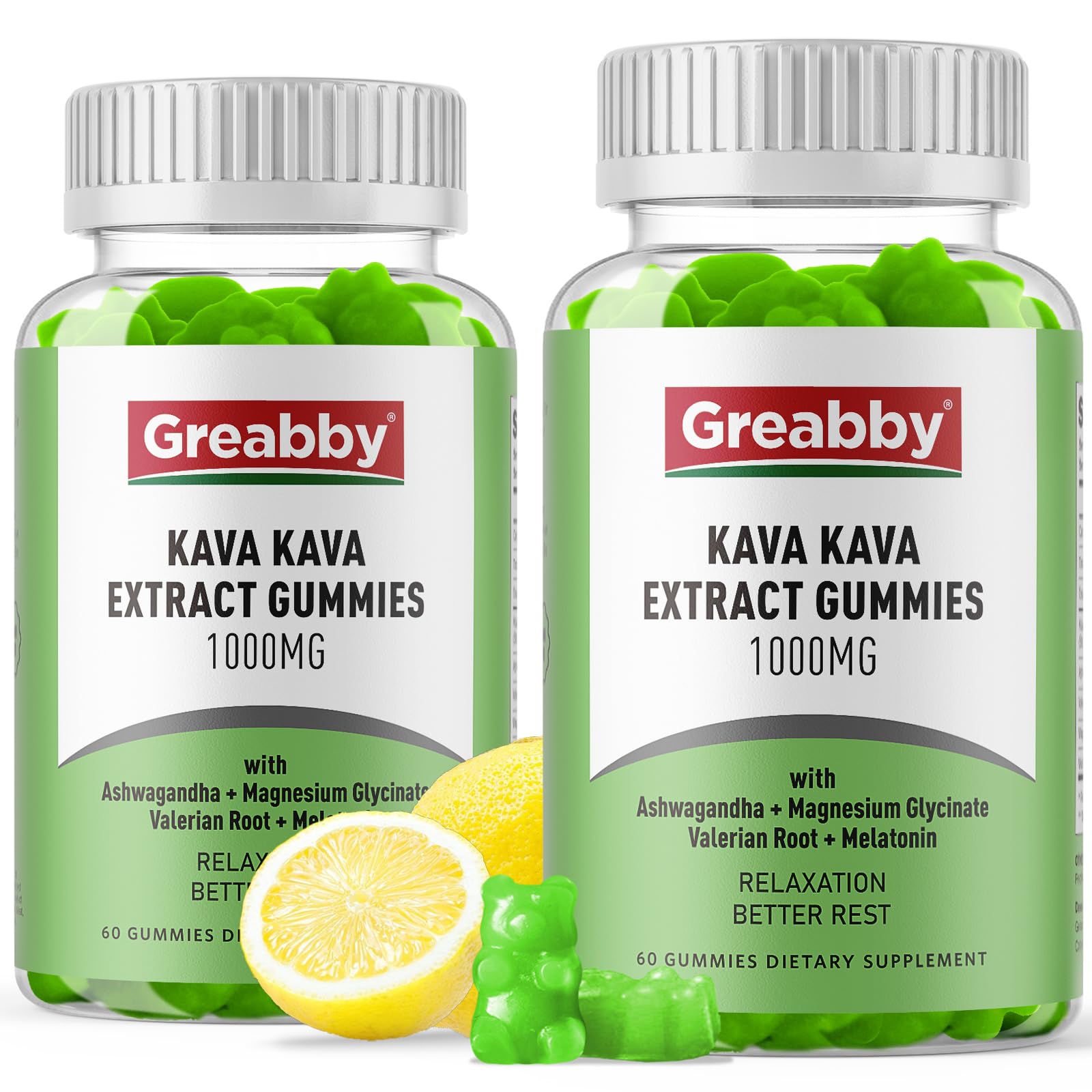 Kava Gummies 1000mg Chewable Kava Supply, Natural Lemon Flavor, 120 Vegan Gummies, Stress Relief & Relaxation Supplement