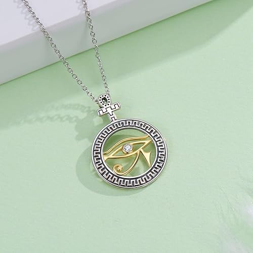 Miniatura 4 de Collar de plata de ley 925 con dije de ojo de Horus egipcio, protección Ankh egipcia, amuleto, regalos para mujeres, hombres y adolescentes, Plata