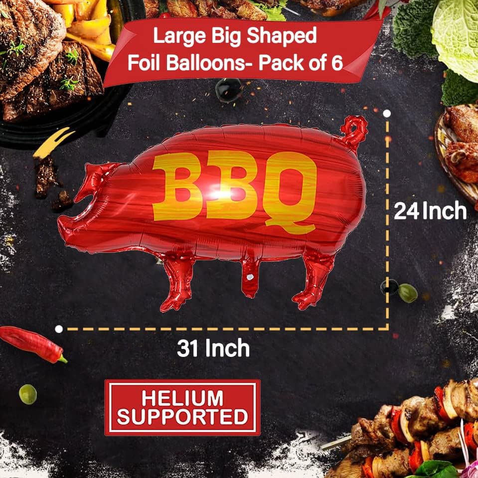 Miniatura 4 de 6 globos de barbacoa con forma de cerdo para barbacoa, globos de aluminio Mylar para cumpleaños, barbacoa, picnic, cocina, comida rápida,