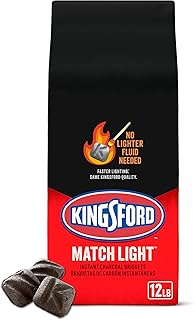 Kingsford Match Light Instant Charcoal Briquettes, BBQ Charcoal for Grilling, Ready in 10 Minutes, No Lighter Fluid or Starter Needed, 12 lbs