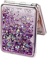 Vista 8 de HSYHERE Creative Quicksand Moving Sand Mini Portátil Compacto Doble Cara Plegable Moda Mano Bolsillo Espejo de Maquillaje (Cuadrado Dorado)