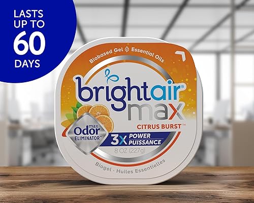 Miniatura 4 de Bright Air Max - Gel eliminador de olores, ambientador de base biológica, libre de crueldad, aroma cítrico explosivo, 8 onzas cada uno, paquete de 6