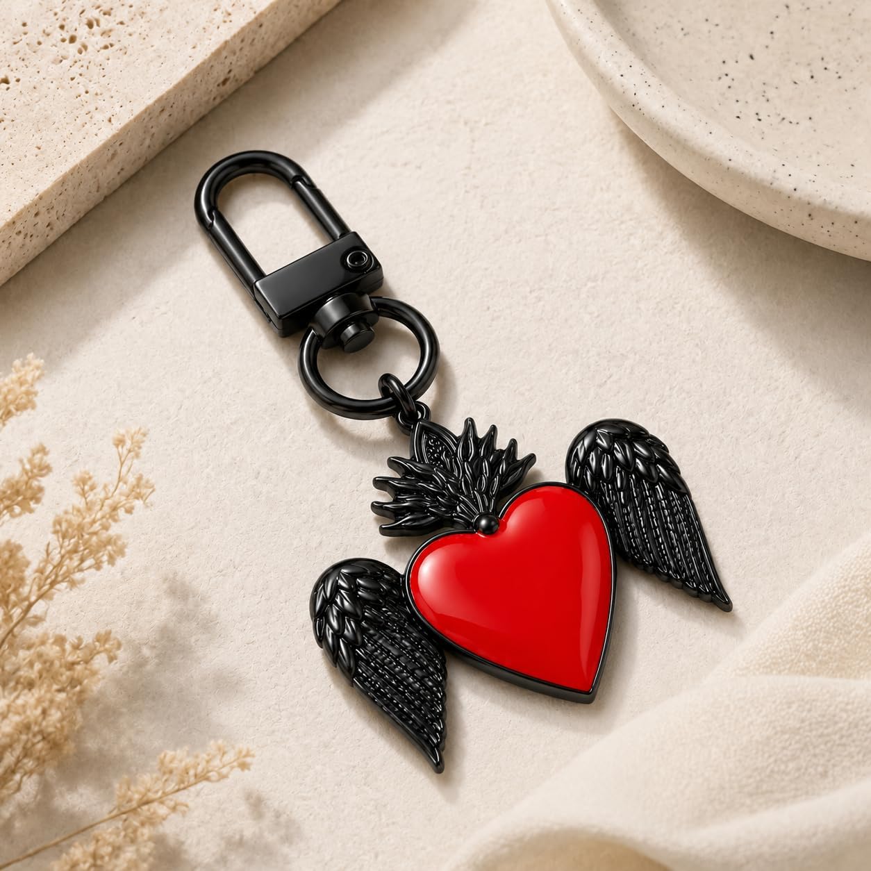 Heart Keychain, Winged Keychains Bag Charms for Women image 3