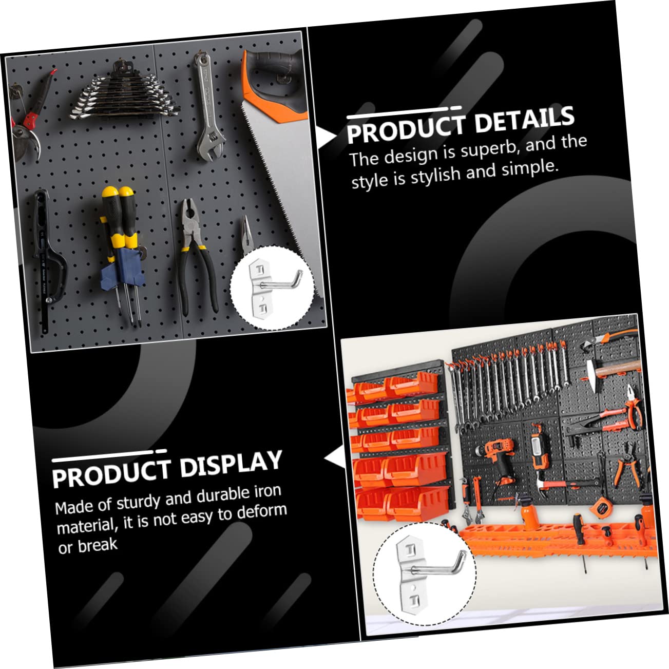 PRETYZOOM 10Pcs Heavy Duty Pegboard Hooks Tool Storage Hangers for Efficient Organization for Garage Craft Workshop Use Easy to Install