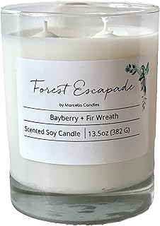 Bayberry Candles - 13.5oz Bayberry + Fir Wreath Christmas Scented Candle, Two Wick Winter Candle Made in Small Batches with 100% Soy Wax (Forest Escapade 13.5oz)