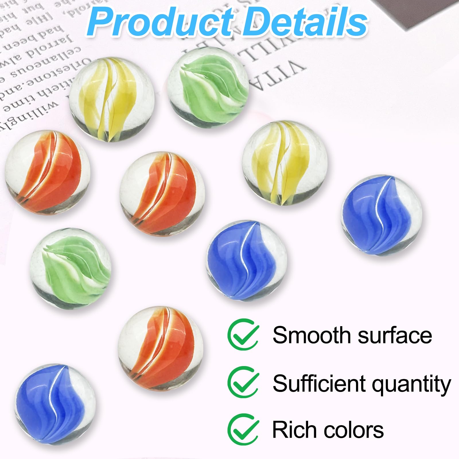 Set de 150 Canicas de Cristal, Grandes para Juguete, Juego, Pescado y Decoración de Plantas - Diámetro 16 mm