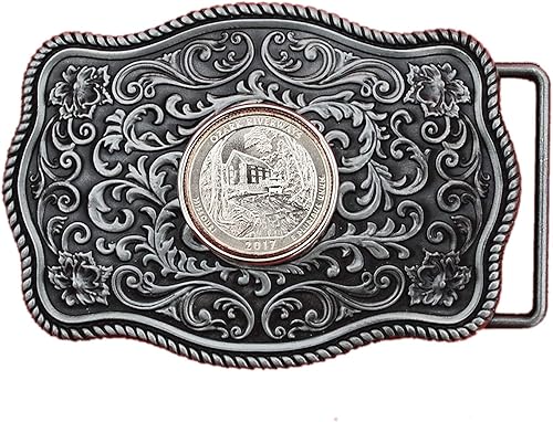 US 2017 Missouri Ozark National Scenic Riverways Quarter BU Uncirculated Coin Silver Tone Belt Buckle NEW - America the Beautiful