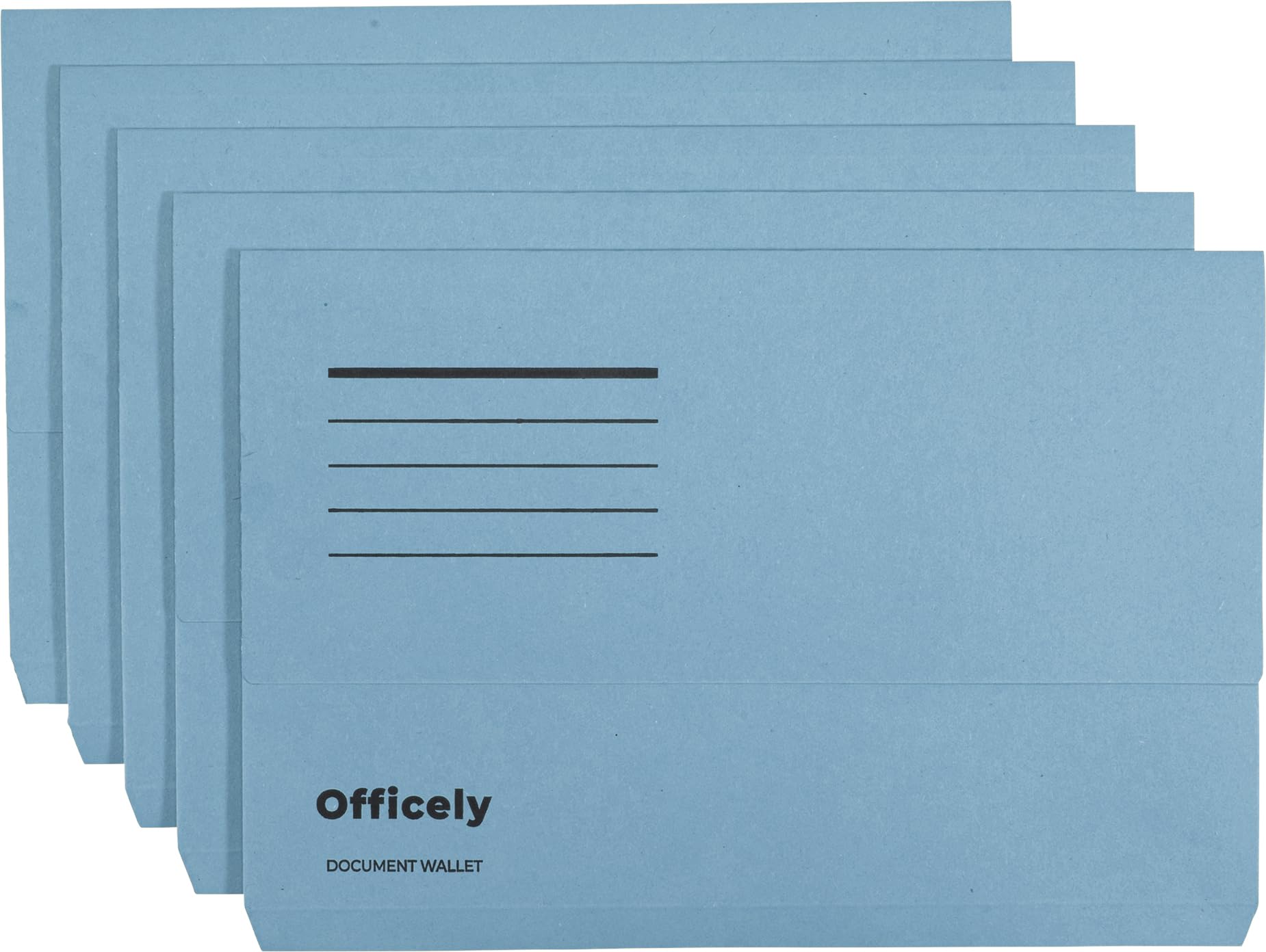 Officely Foolscap Document Wallets 285gsm - Blue (Pack of 5)