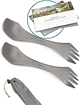 freigeist® Göffel Titan | Ideales Camping Besteckset der Spork Titan | Ultra leichtes Camping Besteck | Outdoor Besteck | Outdoor Geschirr | Göffel, Messer Gabel Löffel Set, Titan Campingbesteck..