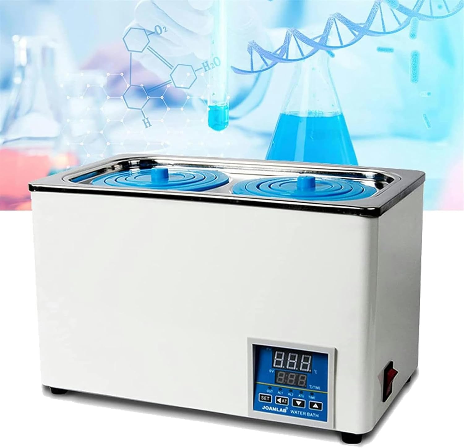 AMNOOL Digital Water Bath, 6-Liter Universal Constant Temperature Water Bath, with Digital Screen and Protective Cover, Laboratory Stainless Steel Coated Water Tank