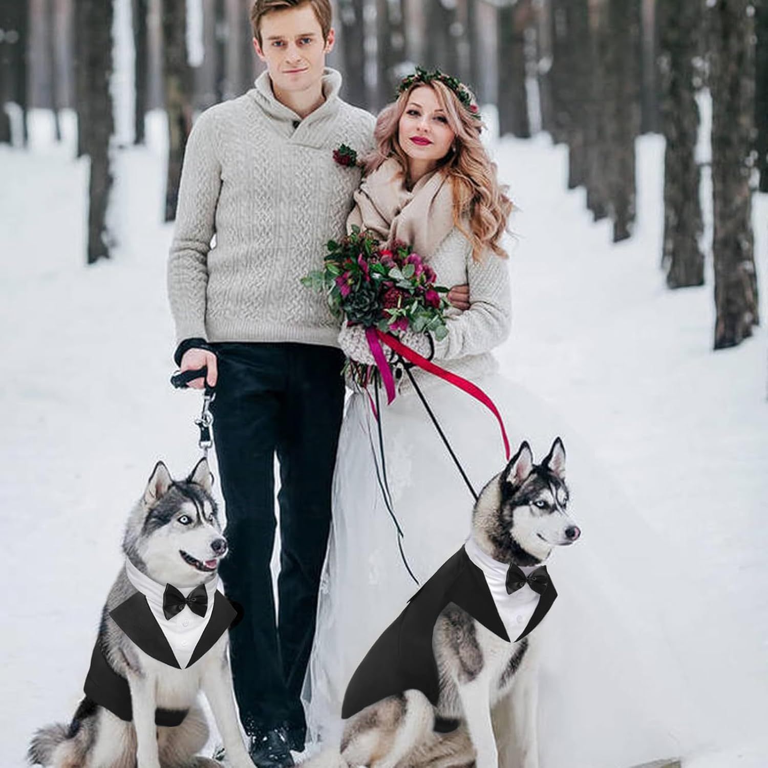 Kuoser 2 Pack Dog Tuxedo Dog Suit and Recovery Suit for Dogs, XL