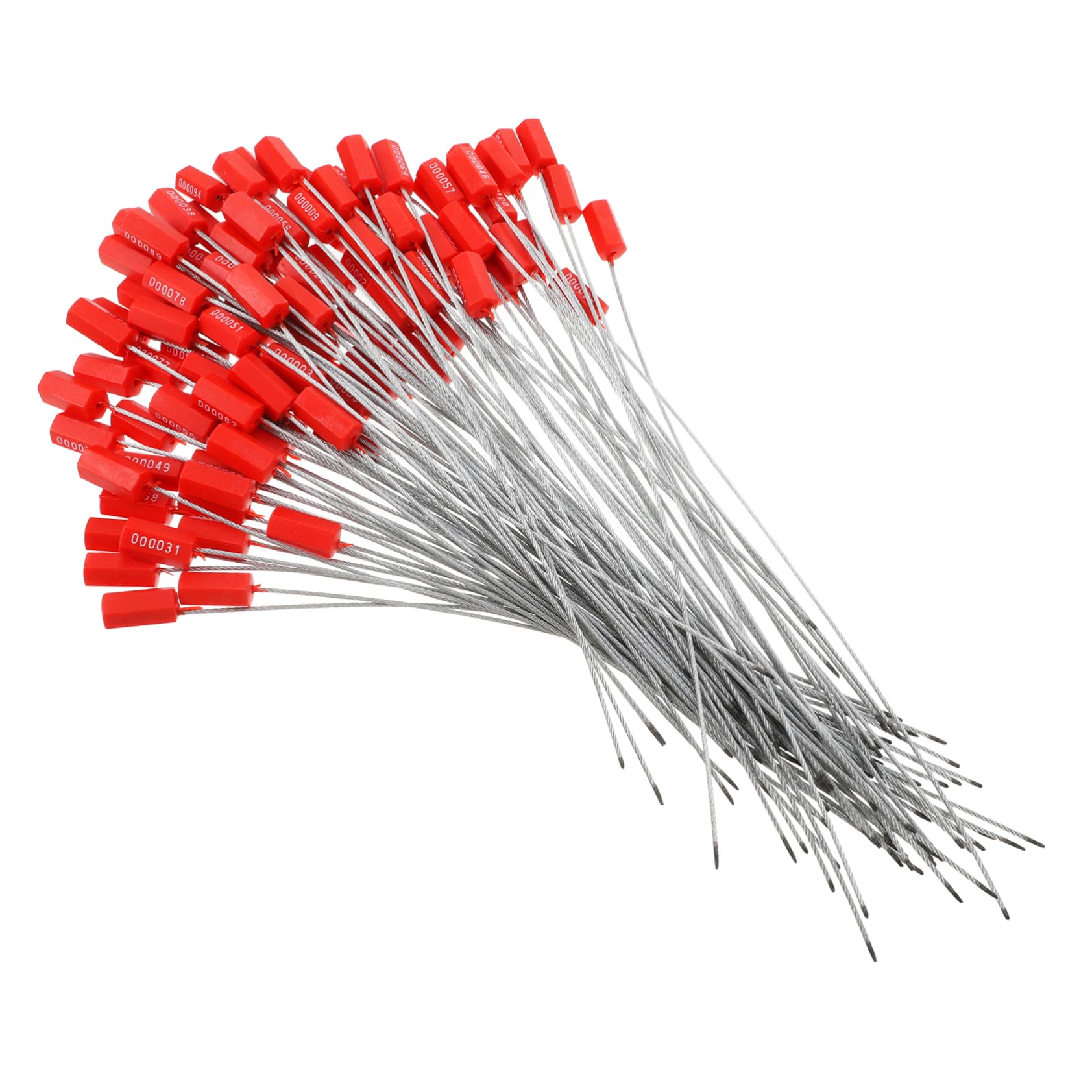 Scellés de Câble Rouges 100 Pièces en Acier pour Transport Sécurisé | Numérotation Unique, Anti-effraction, Format Industriel pour Conteneurs et Expédition
