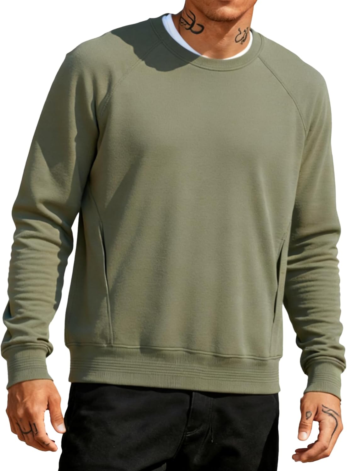 MagnaMan Crewneck Sweatshirt For Men - Long Sleeve Cotton Blend Oversized Crewneck Sweatshirt