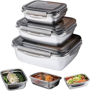304 Stainless Steel Food Storage Container, Lunch Box for Kids to School, Lunch Box for Office Men Steel, Lunch Boxes Steel (Rectangular, Black)