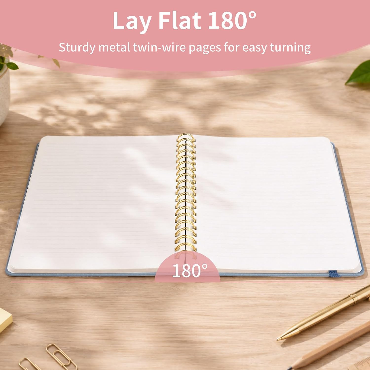 Spiral Notebook - 7.24" x 10" College Ruled Journal with Inner Pockets and 180 Pages, PU Leather Cover Business Journal, Twin-Wire Binding Notebook Perfect for Office & Home School Supplies Pink image 3