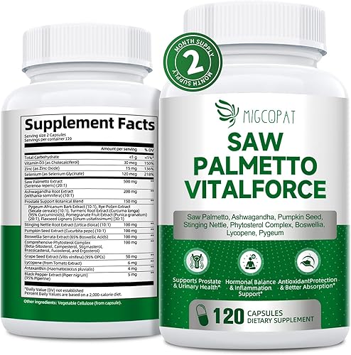 Saw Palmetto 23 en 1 para hombres, 10000 mg de Saw Palmetto por porción, suplemento profesional para la salud de la próstata con ashwagandha,