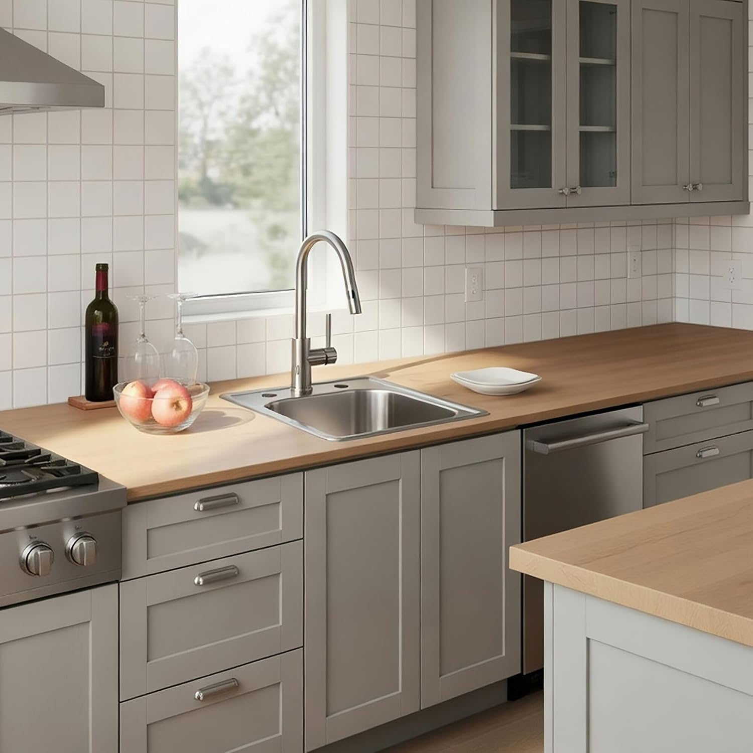 ORLANDO 17 X 22 inch Single Bowl Drop in Kitchen Sink, Topmount 3-Hole Stainless Steel Bar Sink with Basket Strainer