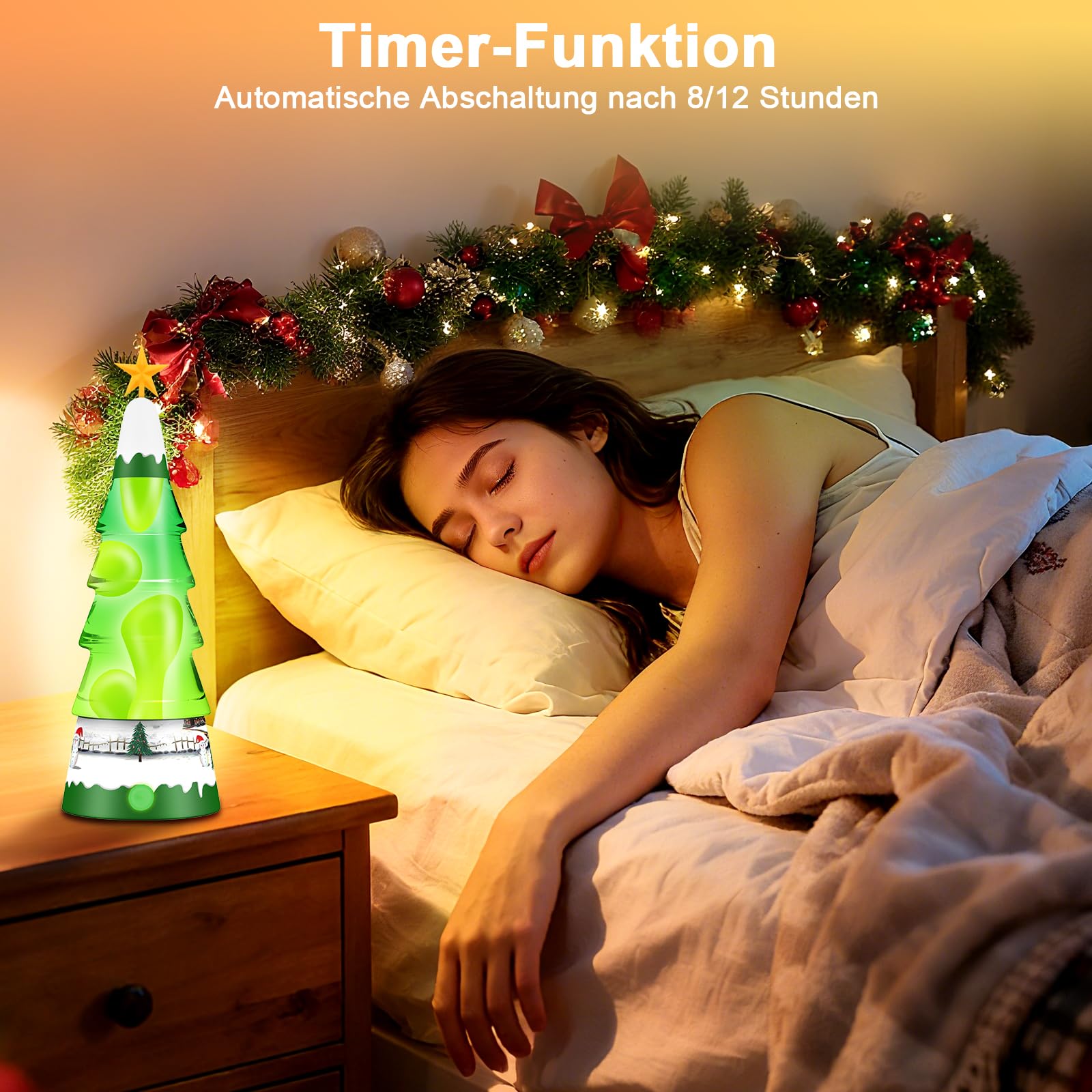 LampGreen Lavalampe,Weihnachtslampe mit Fernbedienung,15-Farbige LED Stimmungslampe für Weihnachten Wohnungsdekoration Geschenk -Weiß Sockel