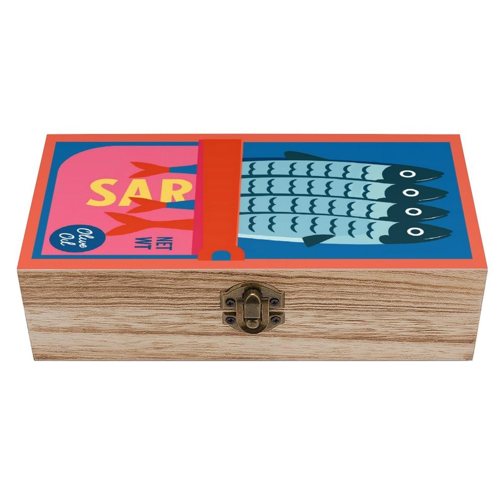 asbwuo Sardine Vintage Wooden Keepsake Box