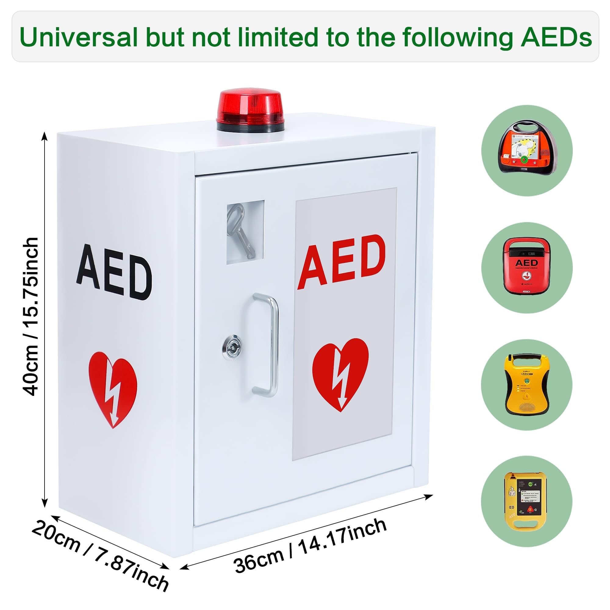 Wandmontierter AED Aufbewahrungsschrank mit Alarm und Schloss für Zuhause und Büro Defibrillator Sicherheit