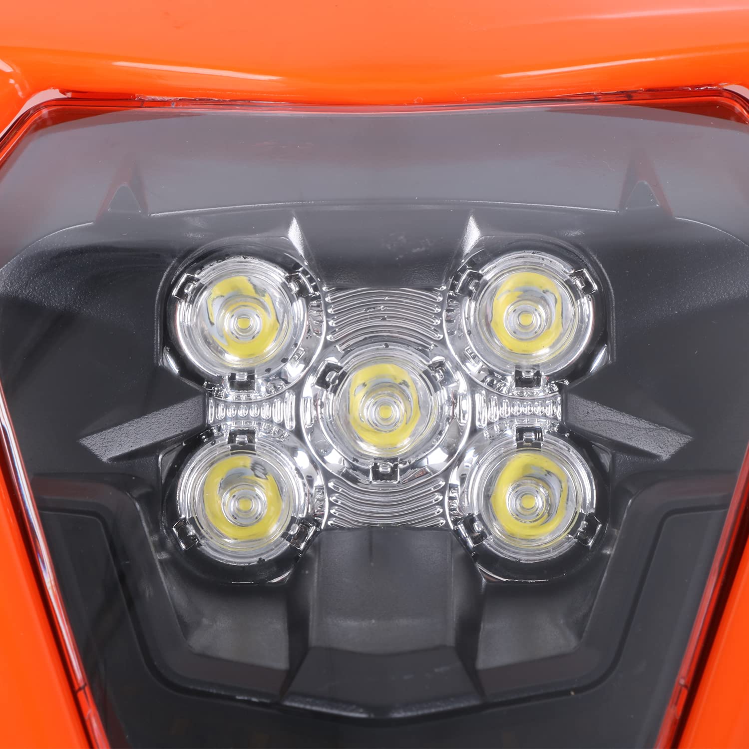 JFG RACING Faro Anteriore Universale Motocross,Mascherina Moto con Faro per la maggior parte delle SX SXF EXC EXCF Motocross Enduro Supermoto-Arancione
