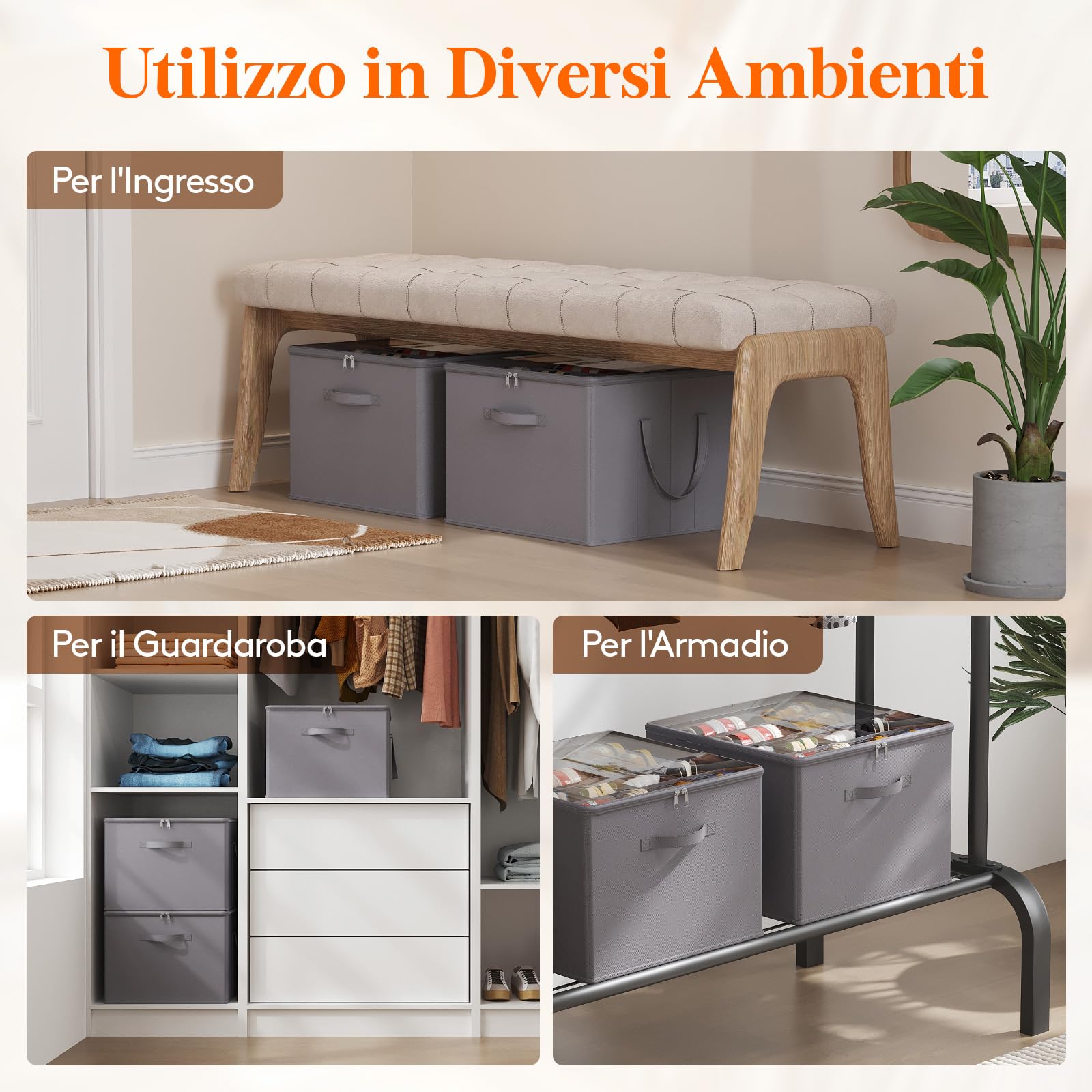 Lifewit Organizer Scarpe Armadio Pieghevole, Scatole per Scarpe Salvaspazio con Coperchio per 12-16 Paia, Shoes Organizer con Supporto Inferiore e Manici Rinforzati, Grigio