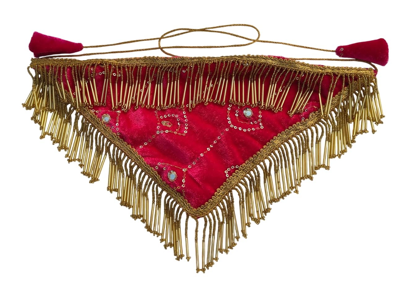 qualmet Beautiful Handmade Embellished Khoicha Dani Potli For Bride Wedding With Zipper Pocket | Ideal For Wedding/Vidai Rituals- Triangle in shape Style_39-picture-11