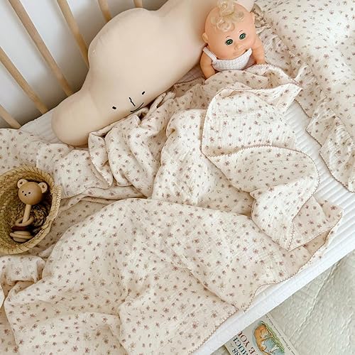 Vista 174 de BuLuTu Mantas de muselina para bebés, niños y niñas, 100% algodón, manta reversible para bebé, manta para cuna, suave, transpirable