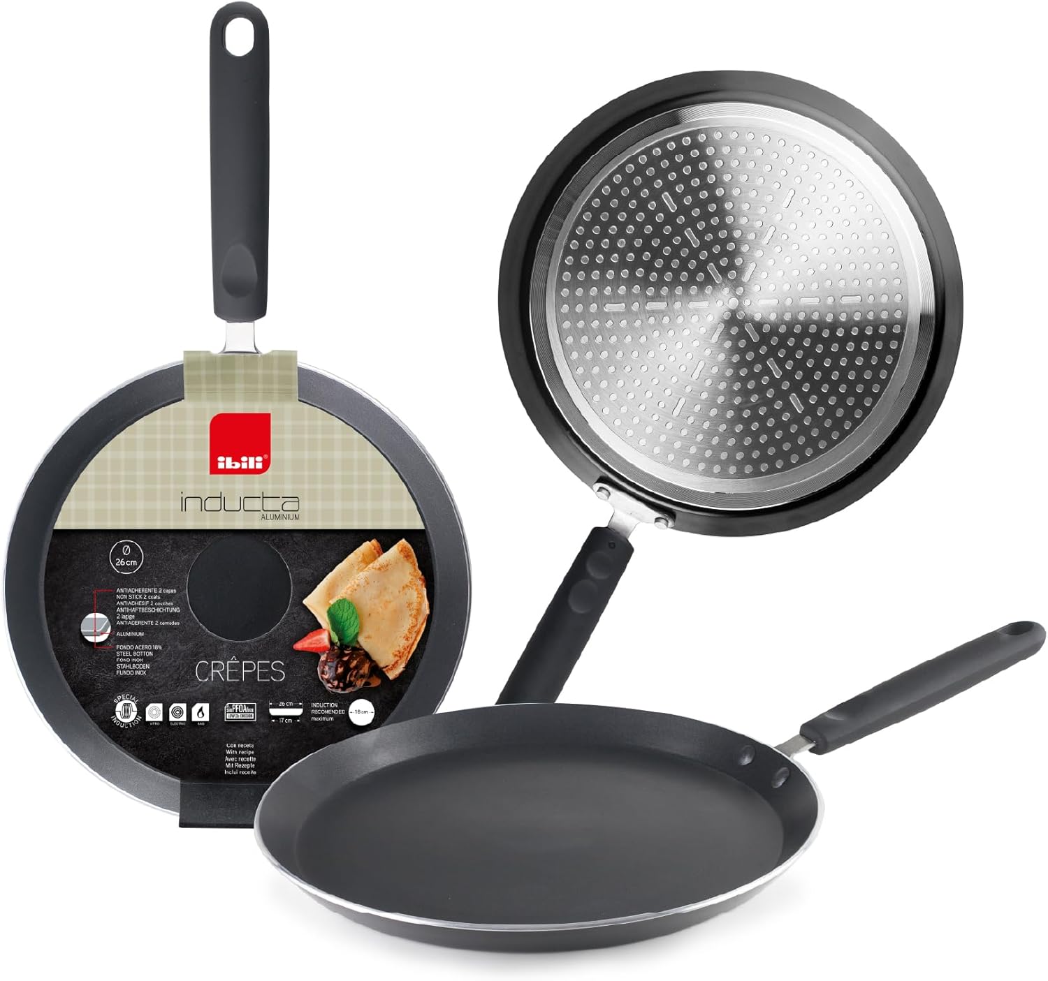 IBILI Crepe pan Inducta 26 cm, Aluminium, Black