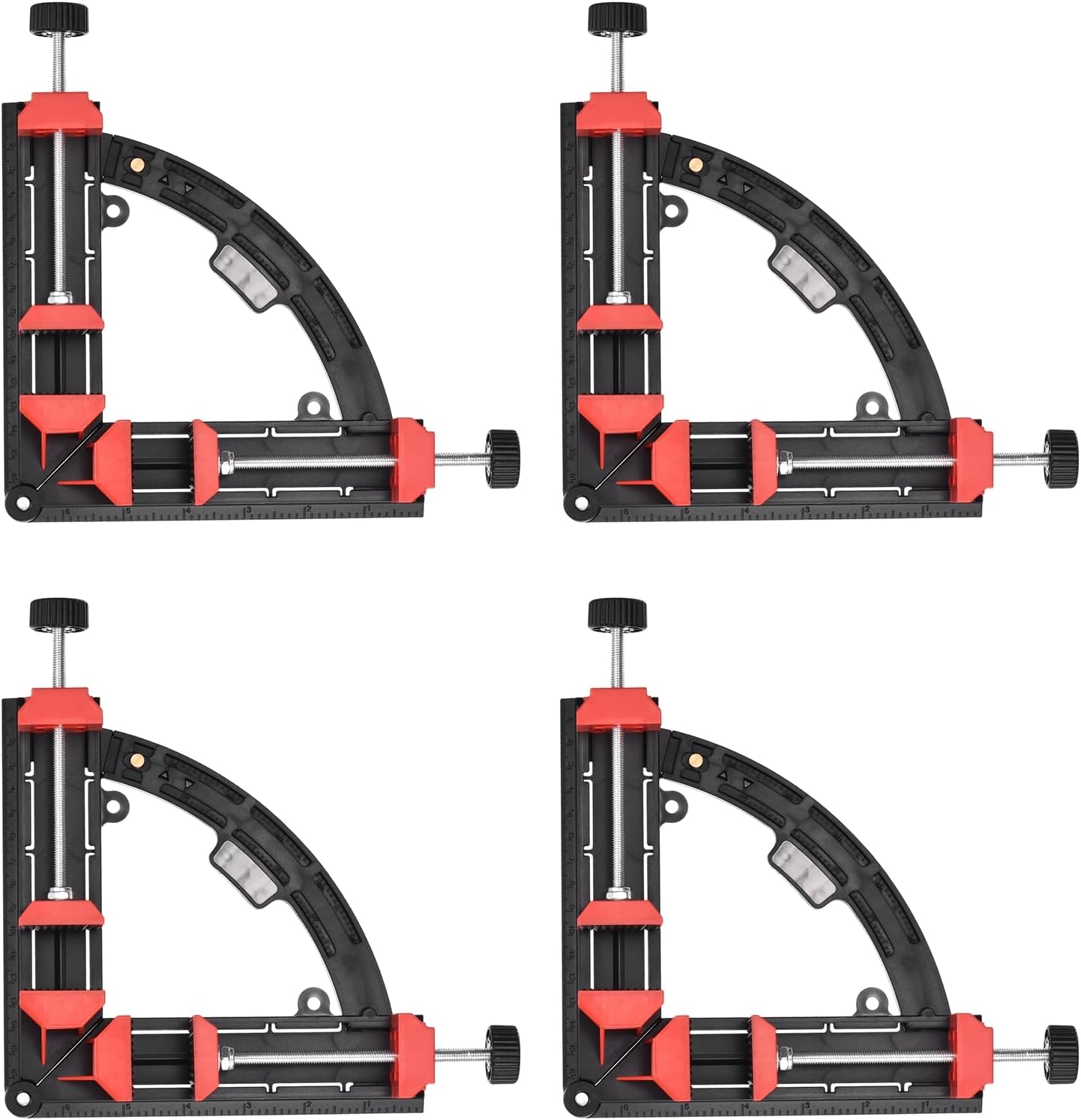 HARFINGTON 4Pcs Right Angle Clamp 7.48"(190mm) ABS Plastic 30-90 Degree Adjustable Woodworking Corner Clamp Photo Frame Vise Fixture Tools for Home Improvement Wooden DIY Projects, Black