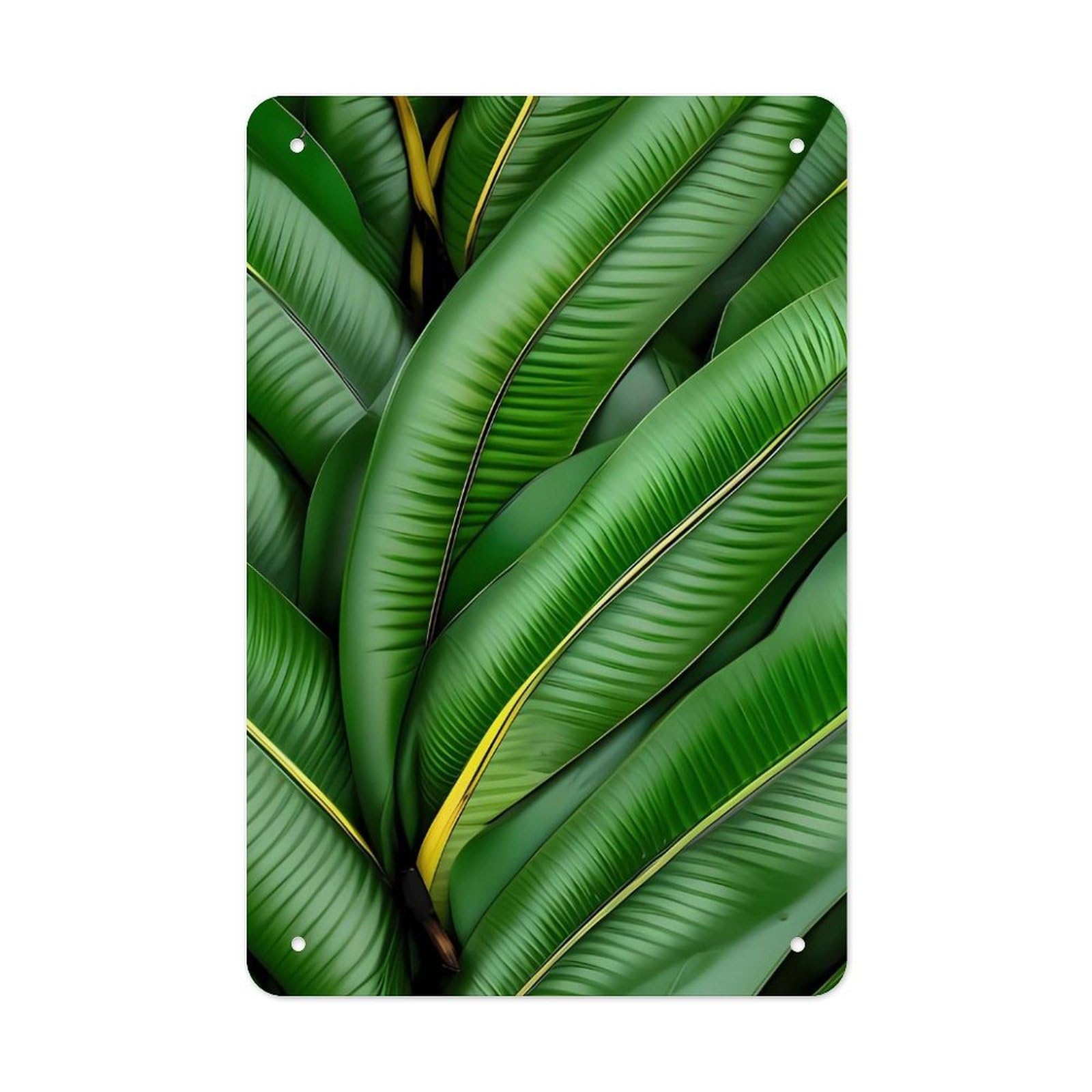 QMNLKH Banana Leaf Green Plaques for Wall Decor, Personalized Metal Tin Sign for Home, Multifunctional Poster for Office, Fashion Painting for Hallway, Wall Art Pictures, 7.9x11.8Inch