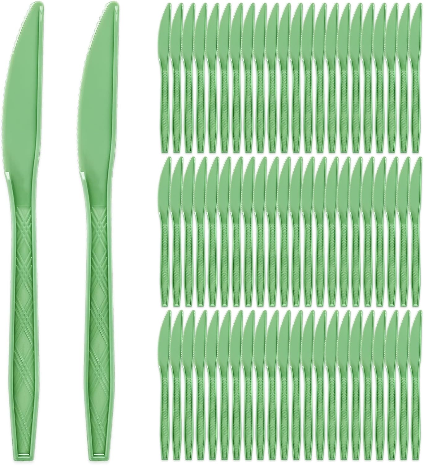JarThenaAMCS 50Pcs Sage Green Plastic Knives Heavy-Duty Disposable Dinner Knives Heat-Resistant Plastic Flatware Cutlery Utensil for Catering Wedding Party Supplies, 6.7 in
