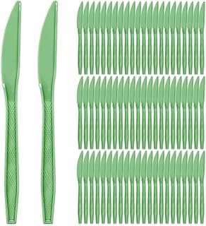 50Pcs Sage Green Plastic Knives Heavy-Duty Disposable Dinner Knives Heat-Resistant Plastic Flatware Cutlery Utensil for Catering Wedding Party Supplies, 6.7 in