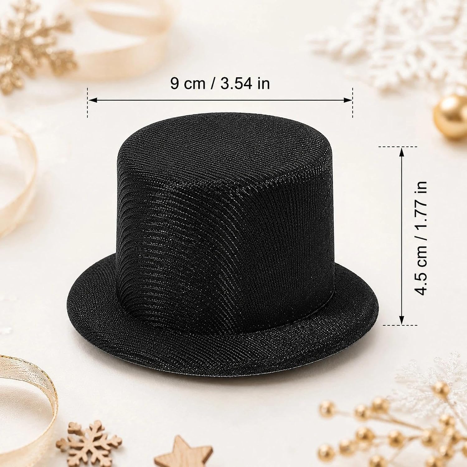 LOGOFUN 4 Pcs Mini Snowman Doll Hat for DIY Crafts Decoration Black | Miniature Black Top Hats; Tiny Black Formal Hats; Christmas Snowman Costume Accessories
