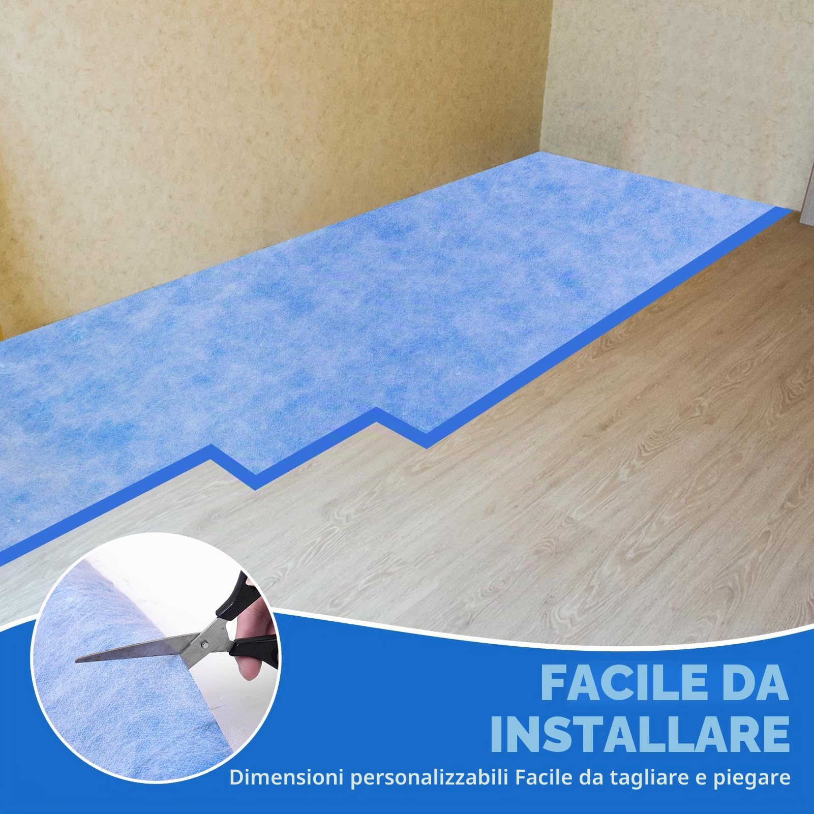 Membrana impermeabilizzante per doccia, membrana sigillante per bagno, isolante per piastrelle, Membrana impermeabile da 30 m²，Adatto per bagno, parete, soffitto, sauna (30m Blu)
