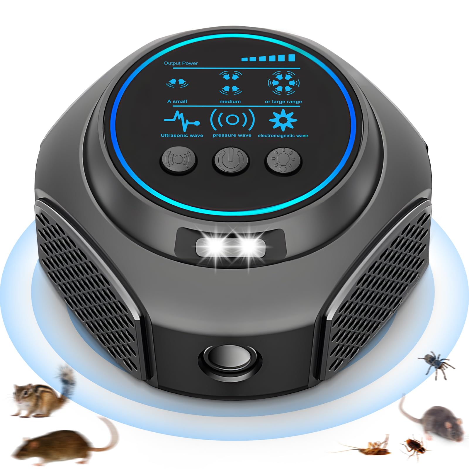 Ultrasonic Pest Repeller Plug In, 360° Mice and Rodent Repellent, Sonic Mouse Deterrent Indoor with 3 Modes, Insect Control for Home, Garage, Attic, Warehouse, Basement (Black)
