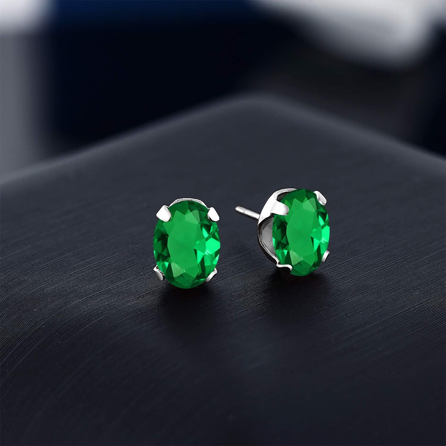 Gem Stone King Oval Stud Earrings for Women Men | 925 Sterling Silver | Gemstone Birthstone | Oval 8X6MM | Fine Jewelry for Her Him Mom Dad Wife
