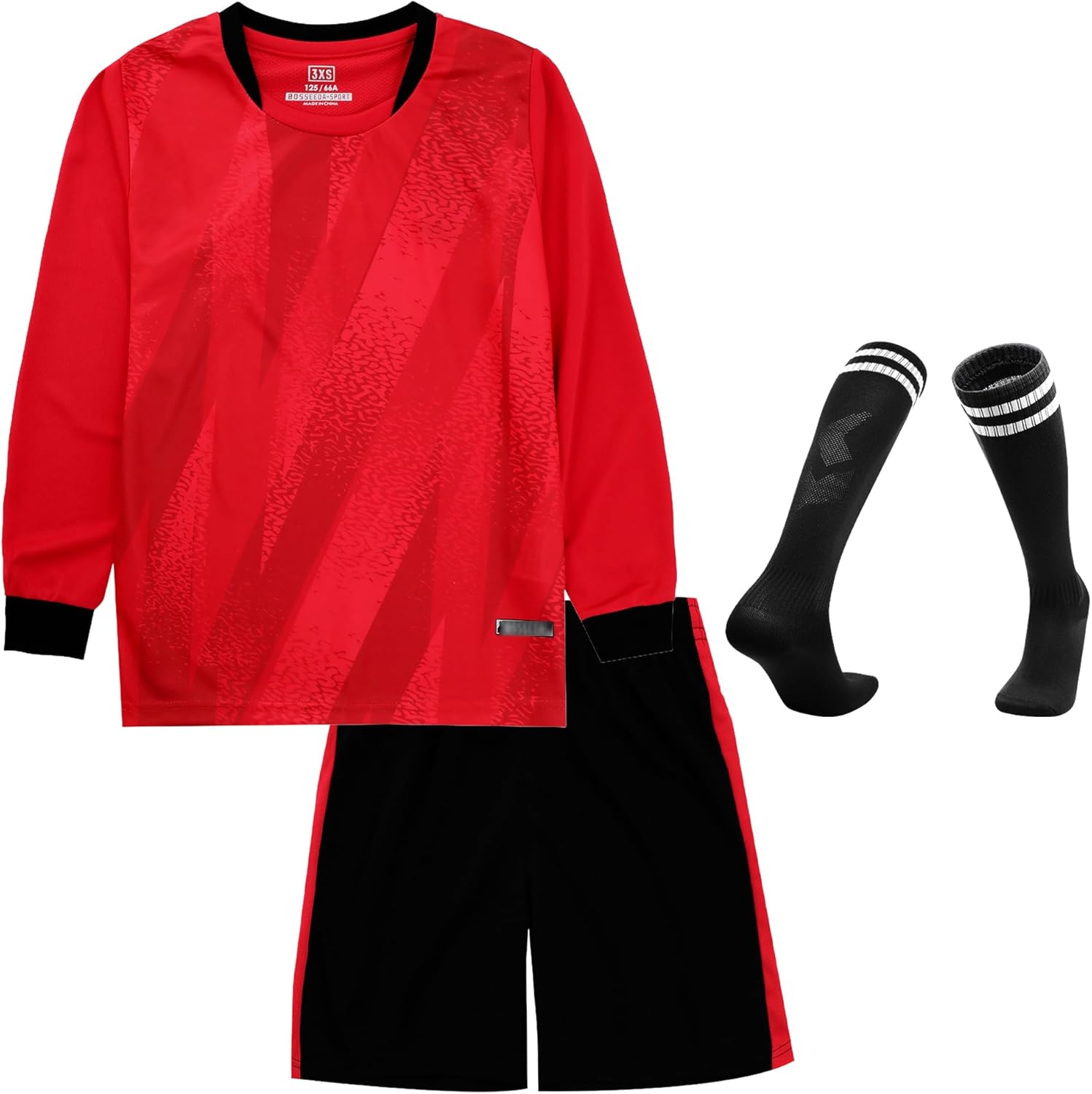 Hiheart Boys Soccer Goalie Jersey and Shorts Set with Socks Long Sleeve Athletic Shirt