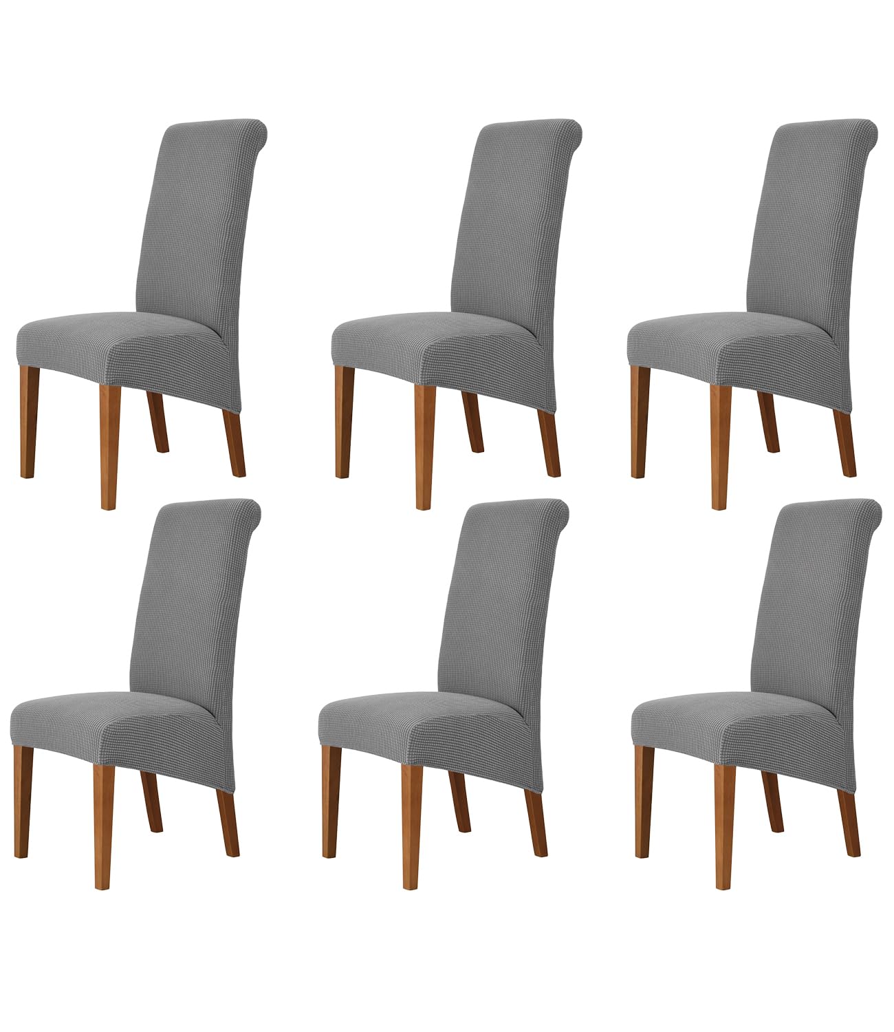 Odot Dark Grey Chair Covers, Dining Chair Covers Set of 6, Stretch Corn Velvet Dining Room Slipcovers, Washable Removable High Back Slipcovers