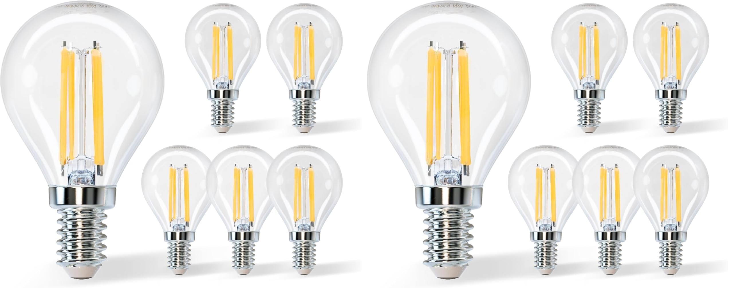 Aigostar E14 LED Lampe Filament 4W (ersetzt 40W),Warmweiß 2700K,470lm ultrahell,Klar Glas Mini Globe Glühbirne,Nicht dimmbar,5 Stück (Packung mit 2)
